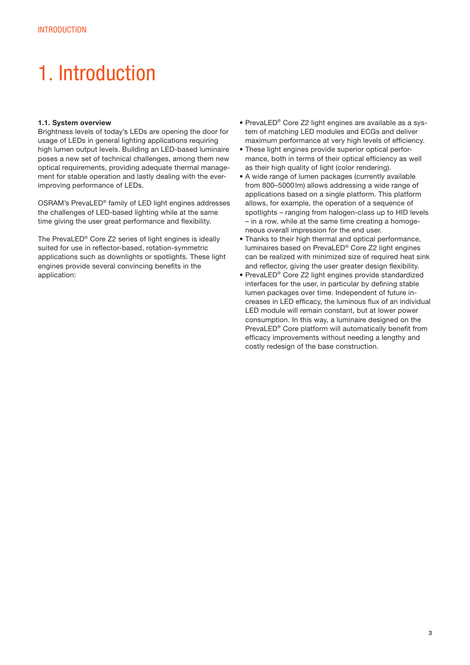 Introduction | OSRAM PrevaLED Core Z2 User Manual | Page 3 / 27