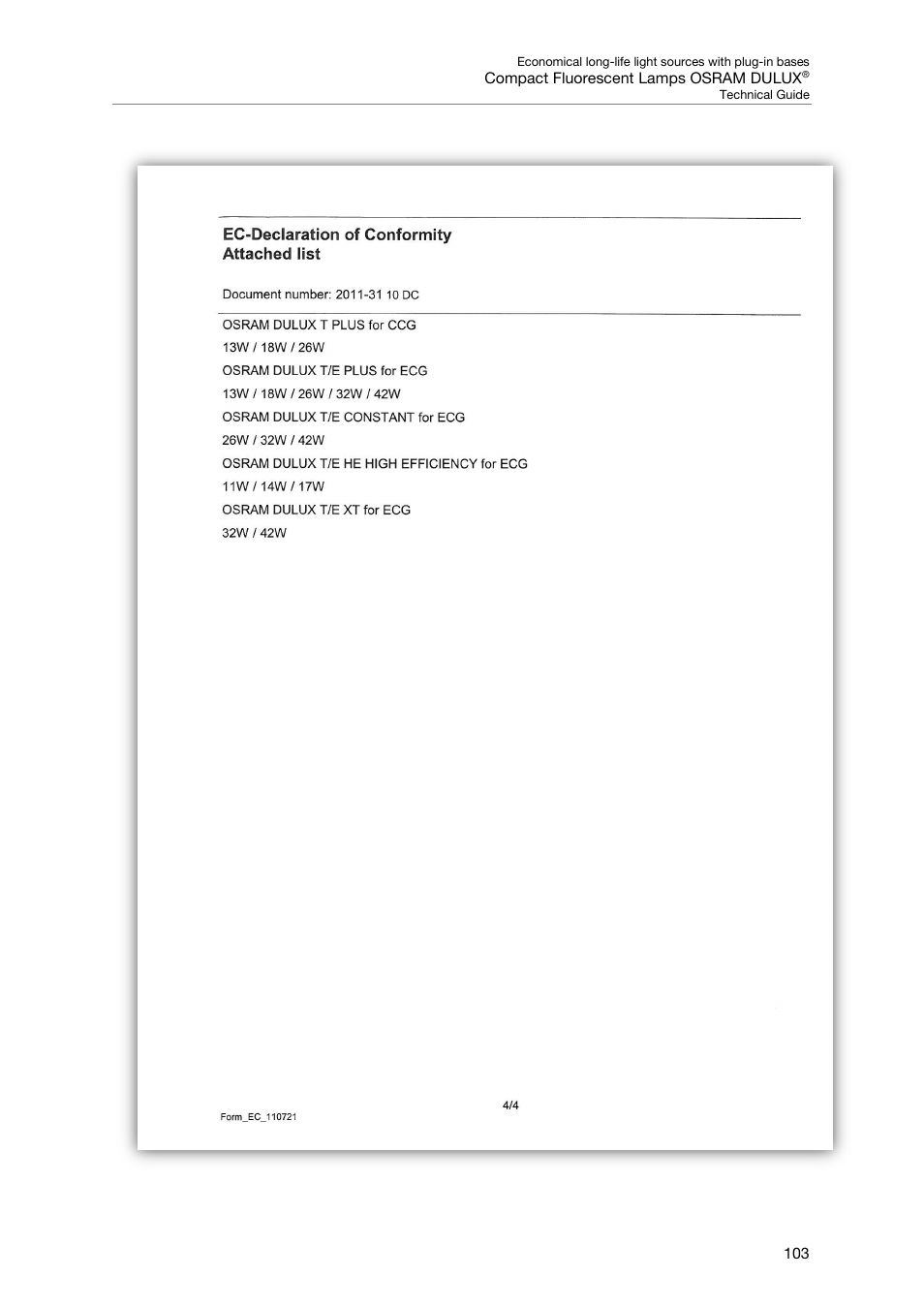 OSRAM DULUX F User Manual | Page 105 / 108