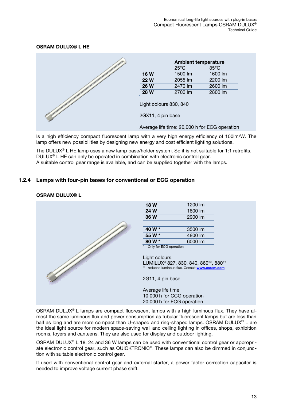 Osram dulux® l he, Osram dulux® l | OSRAM DULUX F User Manual | Page 15 / 108