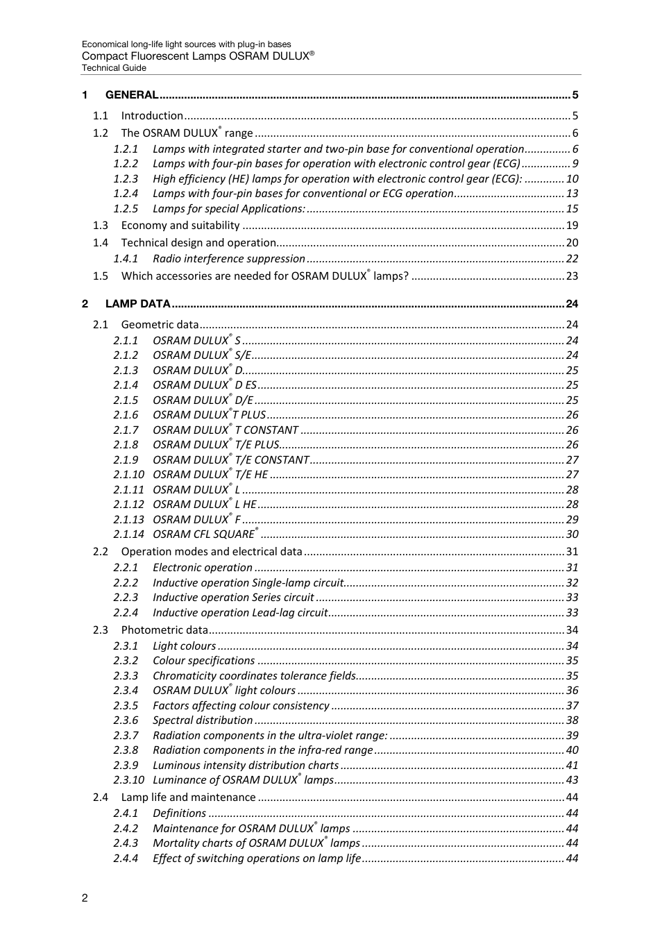 OSRAM DULUX F User Manual | Page 4 / 108