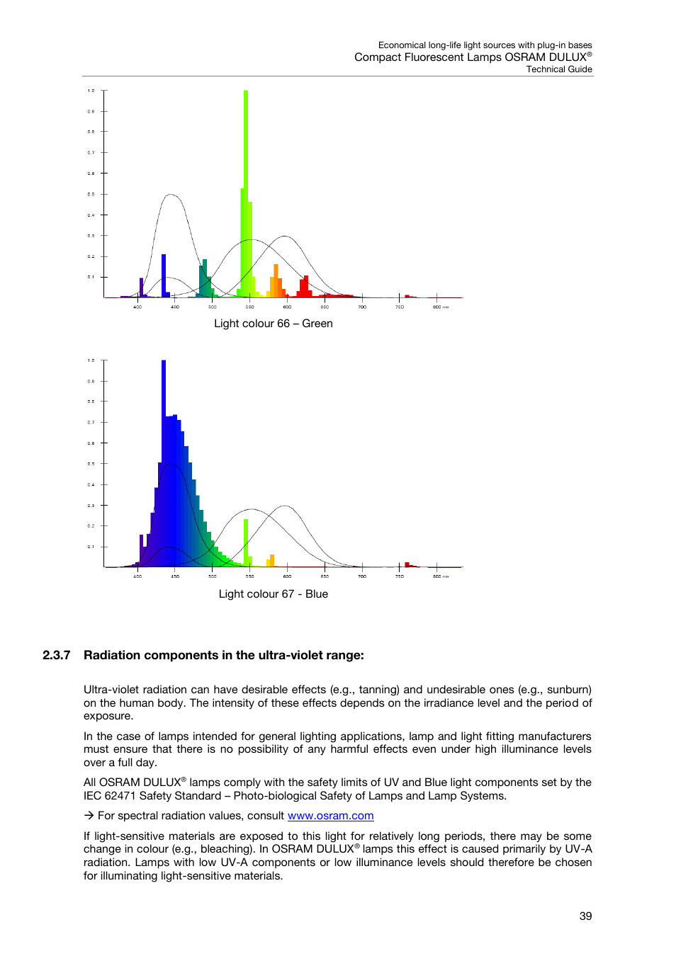 7 radiation components in the ultra-violet range | OSRAM DULUX F User Manual | Page 41 / 108