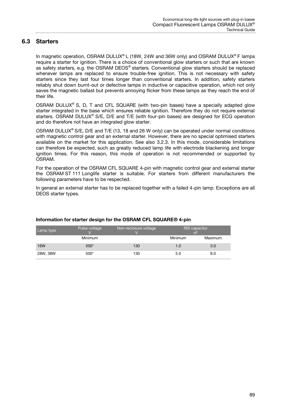 3 starters | OSRAM DULUX F User Manual | Page 91 / 108