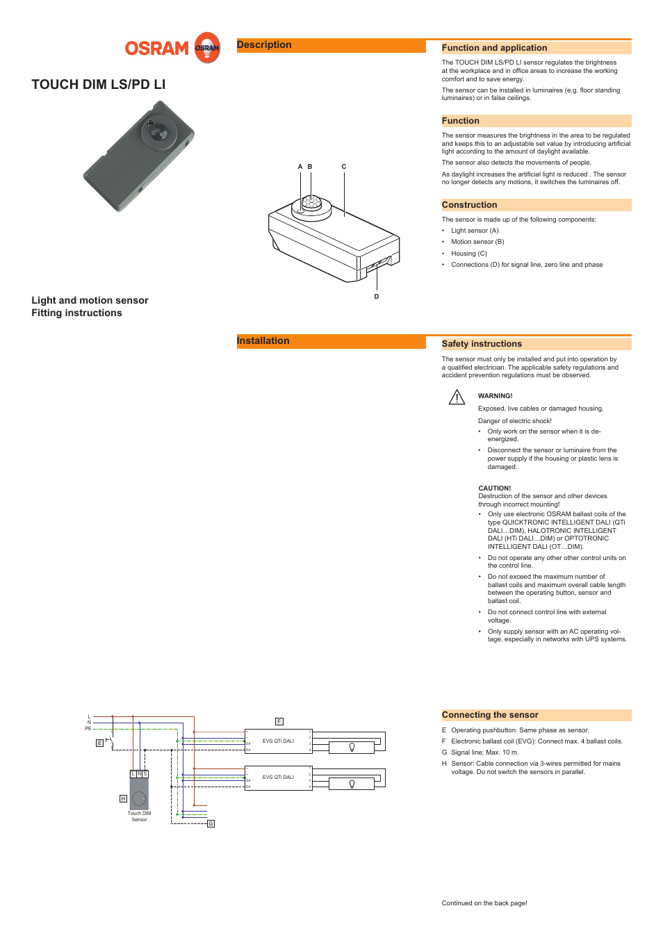 OSRAM Touch DIM LS User Manual | 2 pages