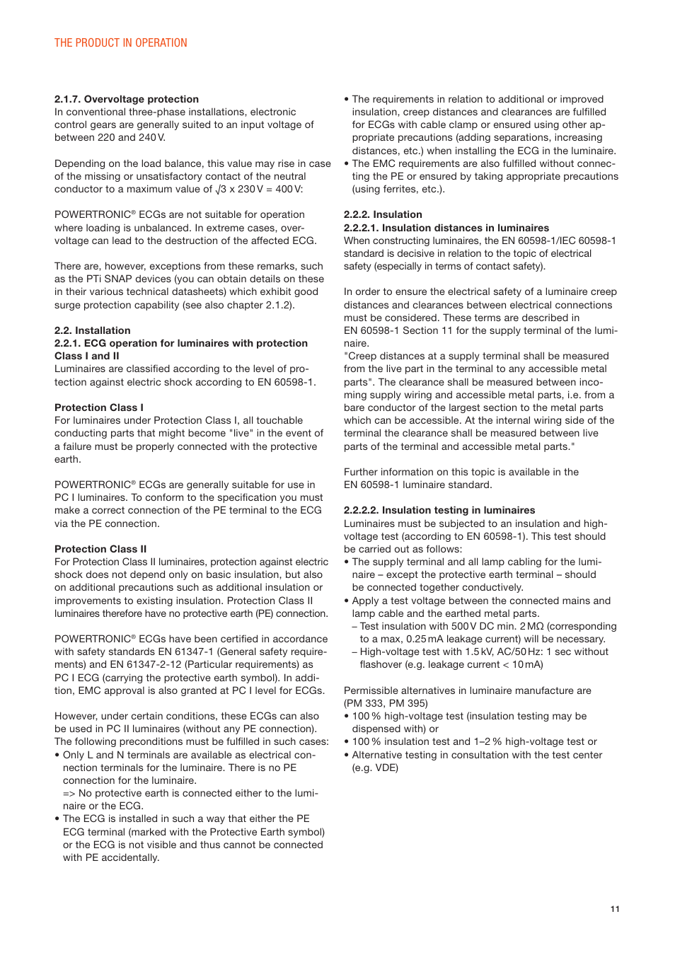 OSRAM POWERTRONIC PT-FIT I ECG for HID lamps, with cable clamp User Manual | Page 11 / 42