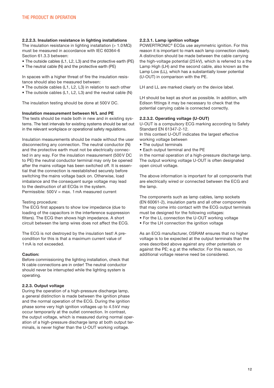 OSRAM POWERTRONIC PT-FIT I ECG for HID lamps, with cable clamp User Manual | Page 12 / 42