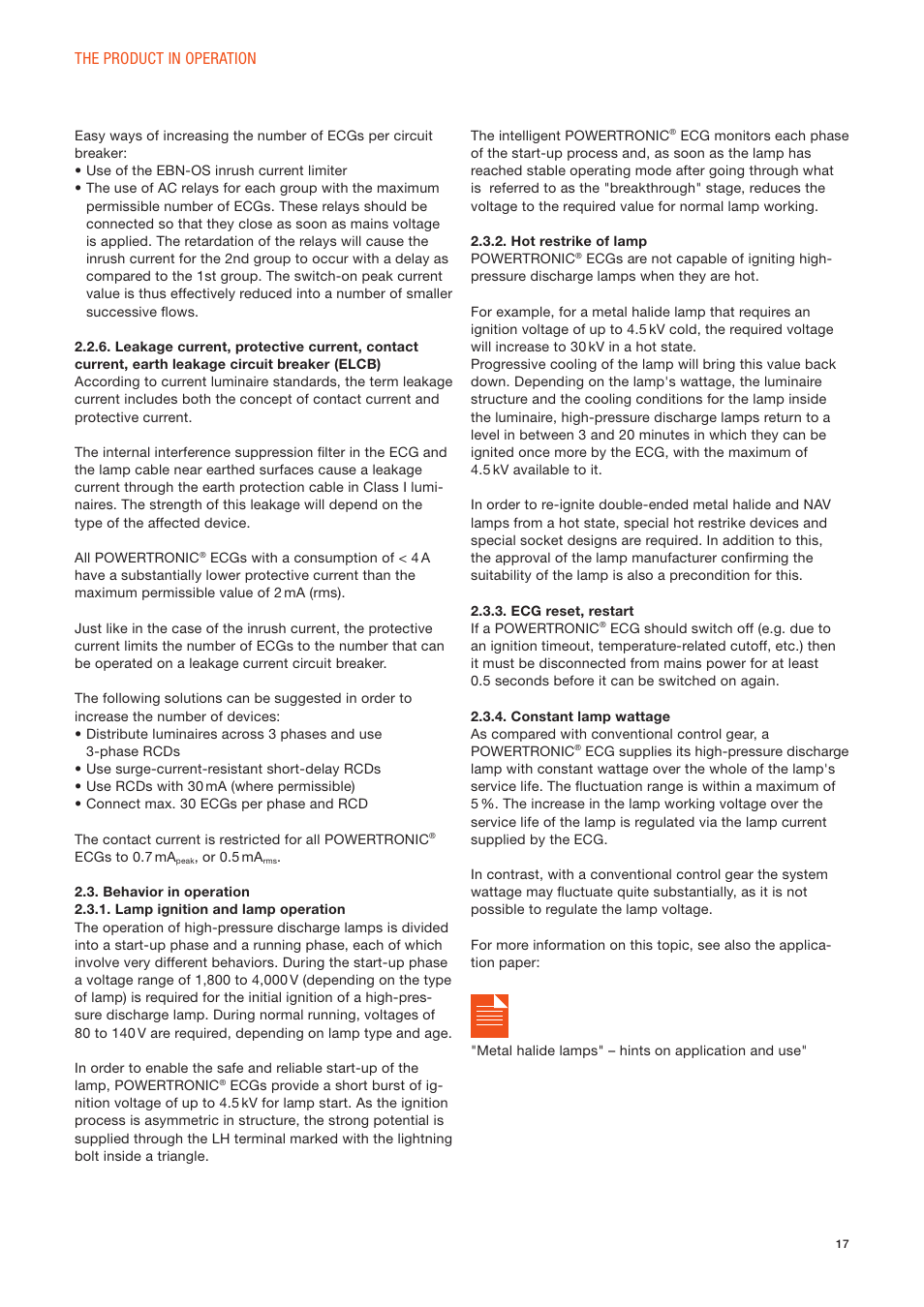 OSRAM POWERTRONIC PT-FIT I ECG for HID lamps, with cable clamp User Manual | Page 17 / 42