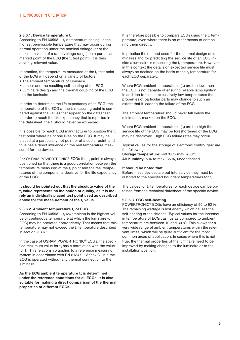 The product in operation | OSRAM POWERTRONIC PT-FIT I ECG for HID lamps, with cable clamp User Manual | Page 19 / 42