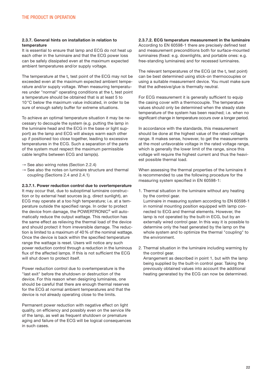 OSRAM POWERTRONIC PT-FIT I ECG for HID lamps, with cable clamp User Manual | Page 22 / 42