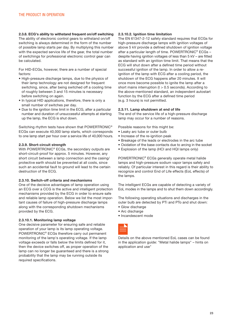 OSRAM POWERTRONIC PT-FIT I ECG for HID lamps, with cable clamp User Manual | Page 23 / 42
