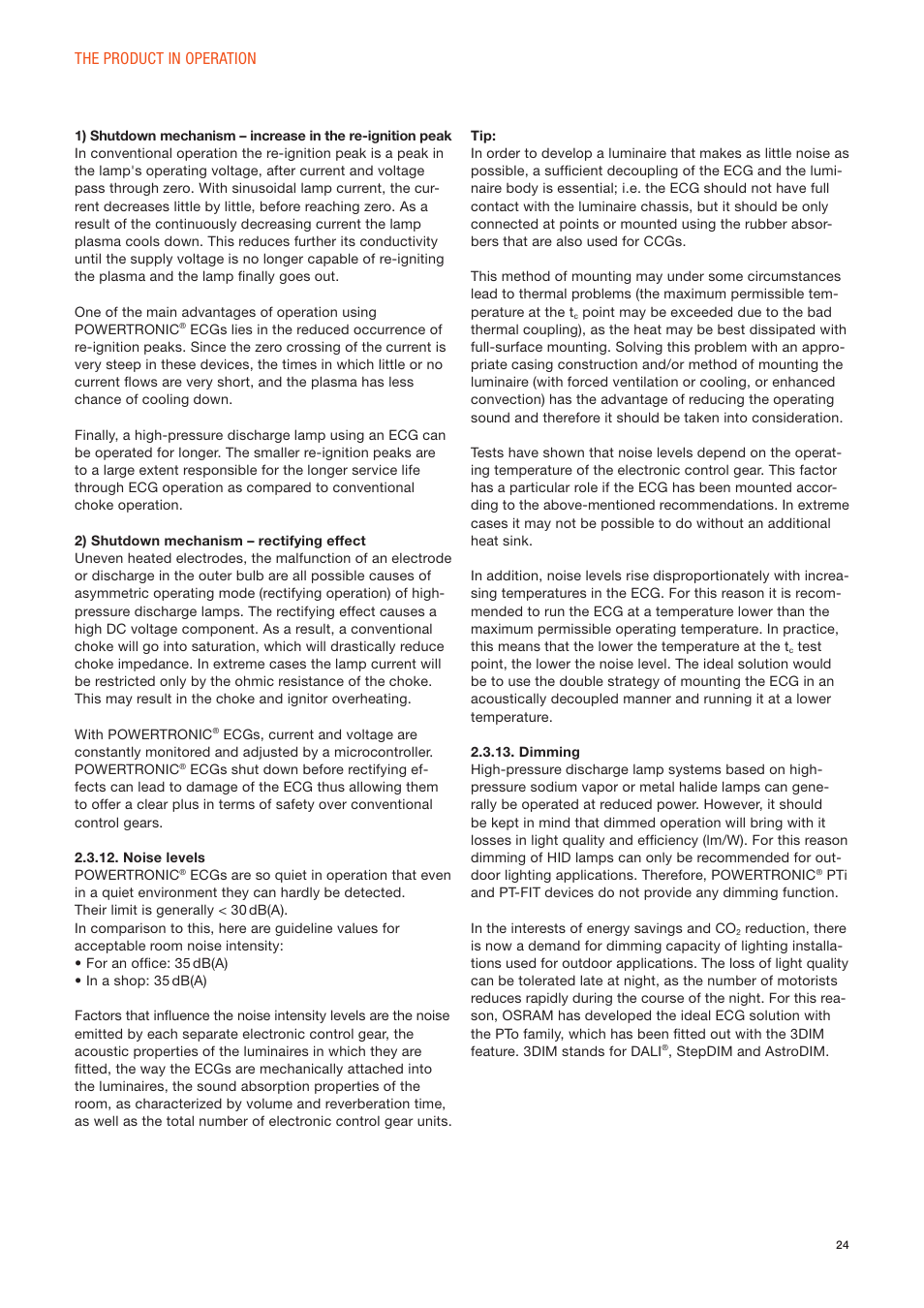 OSRAM POWERTRONIC PT-FIT I ECG for HID lamps, with cable clamp User Manual | Page 24 / 42