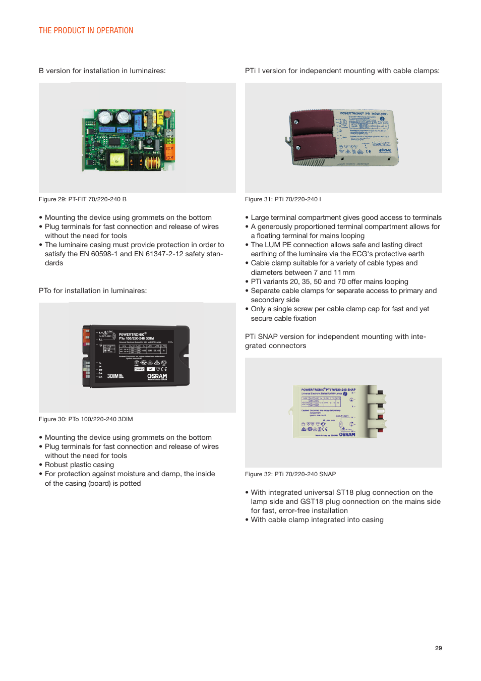 OSRAM POWERTRONIC PT-FIT I ECG for HID lamps, with cable clamp User Manual | Page 29 / 42