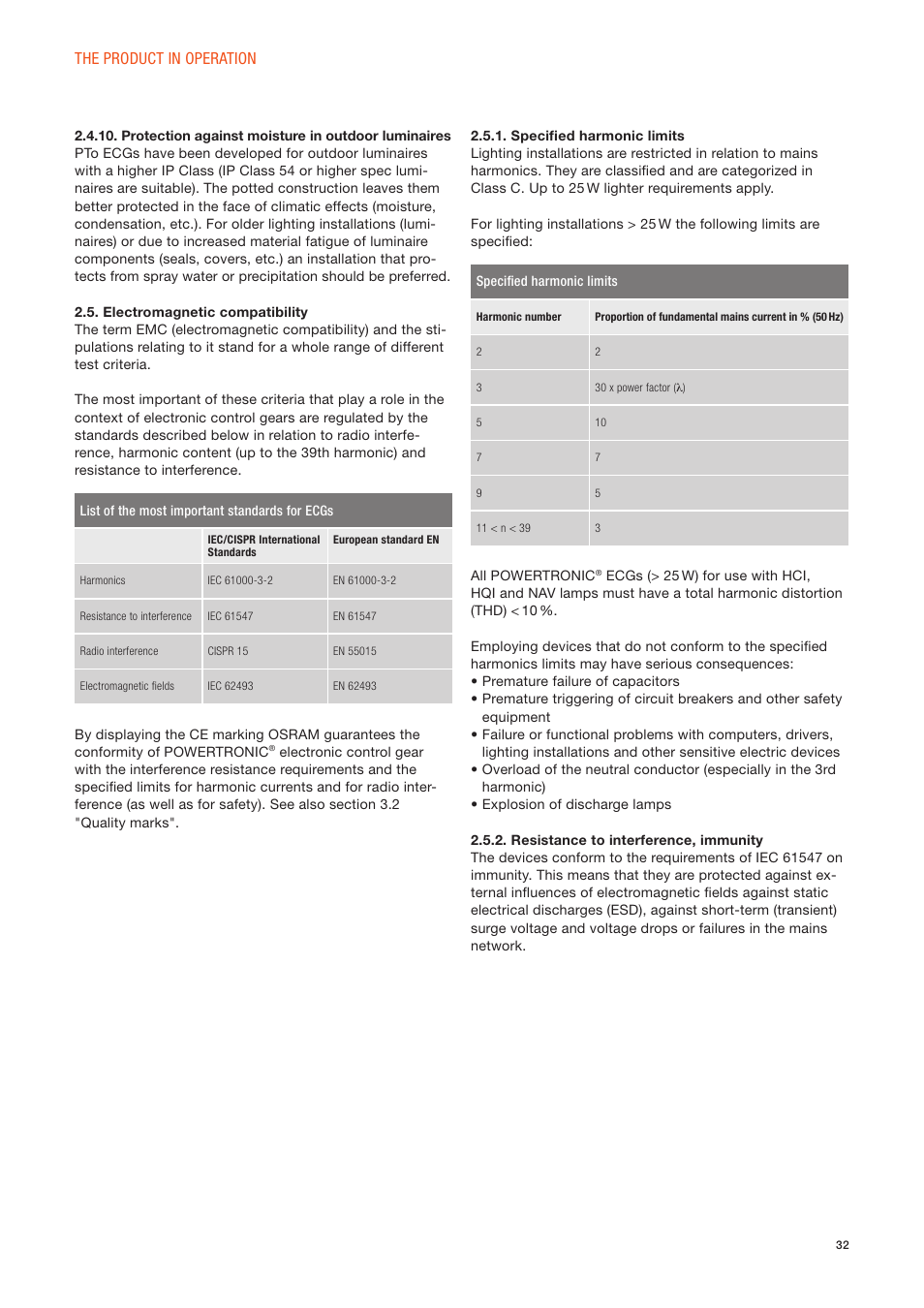 OSRAM POWERTRONIC PT-FIT I ECG for HID lamps, with cable clamp User Manual | Page 32 / 42