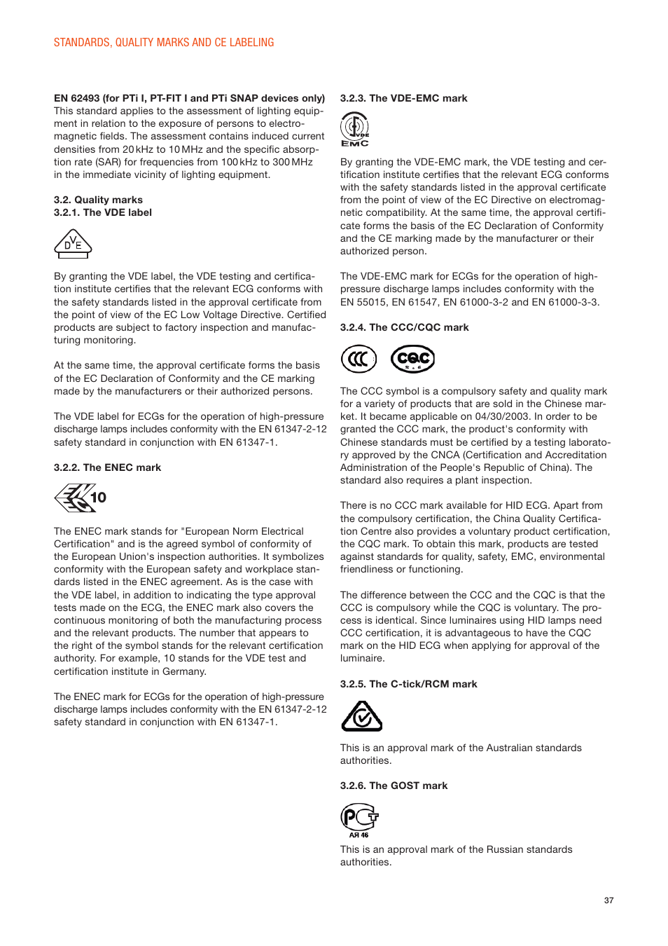OSRAM POWERTRONIC PT-FIT I ECG for HID lamps, with cable clamp User Manual | Page 37 / 42
