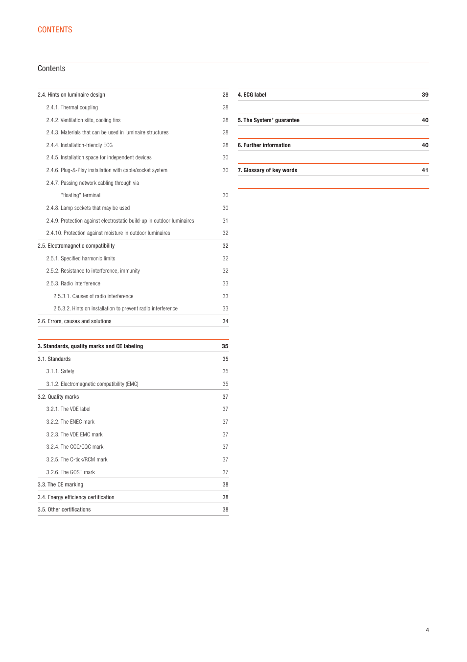 Contents contents | OSRAM POWERTRONIC PT-FIT I ECG for HID lamps, with cable clamp User Manual | Page 4 / 42