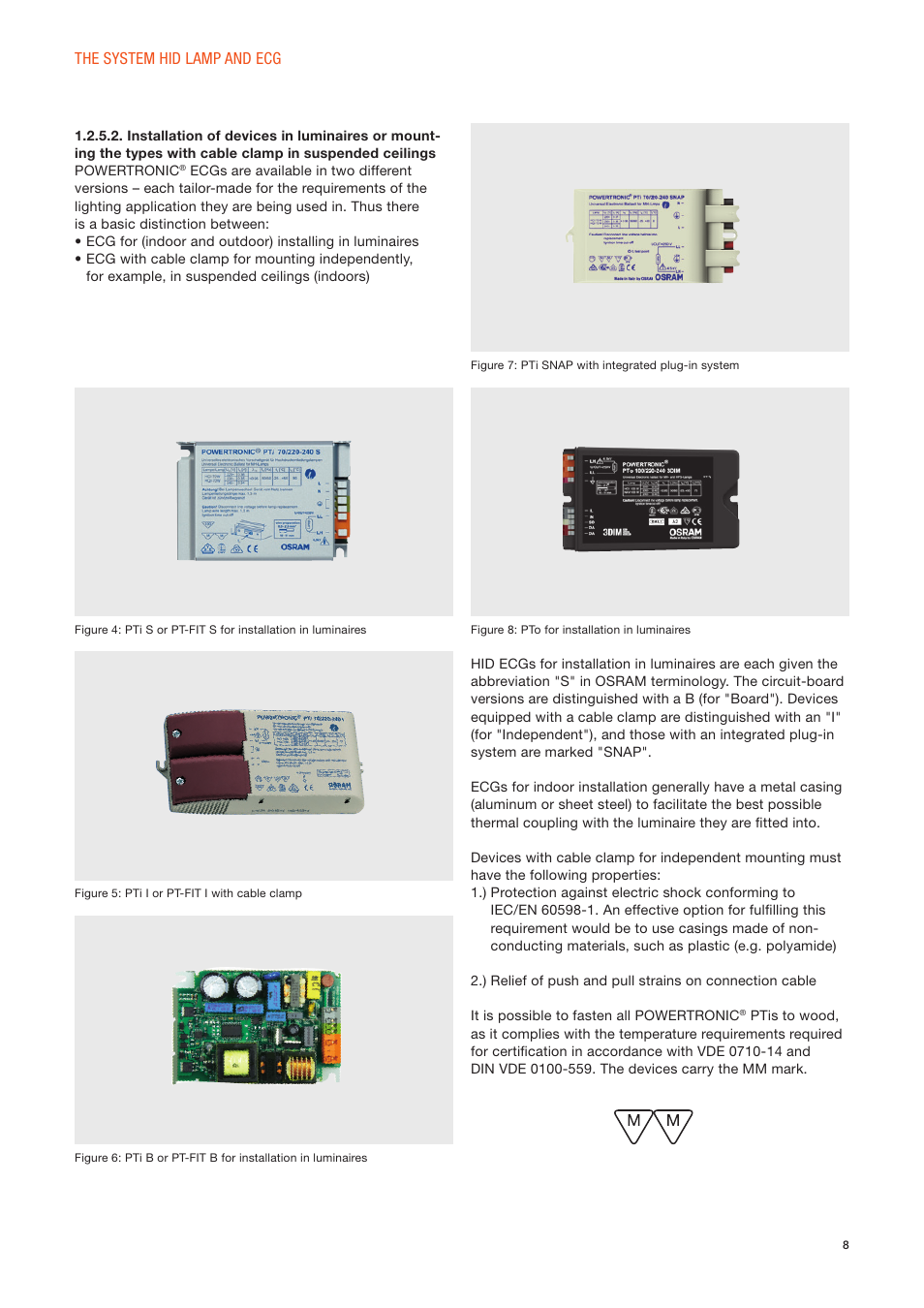 OSRAM POWERTRONIC PT-FIT I ECG for HID lamps, with cable clamp User Manual | Page 8 / 42