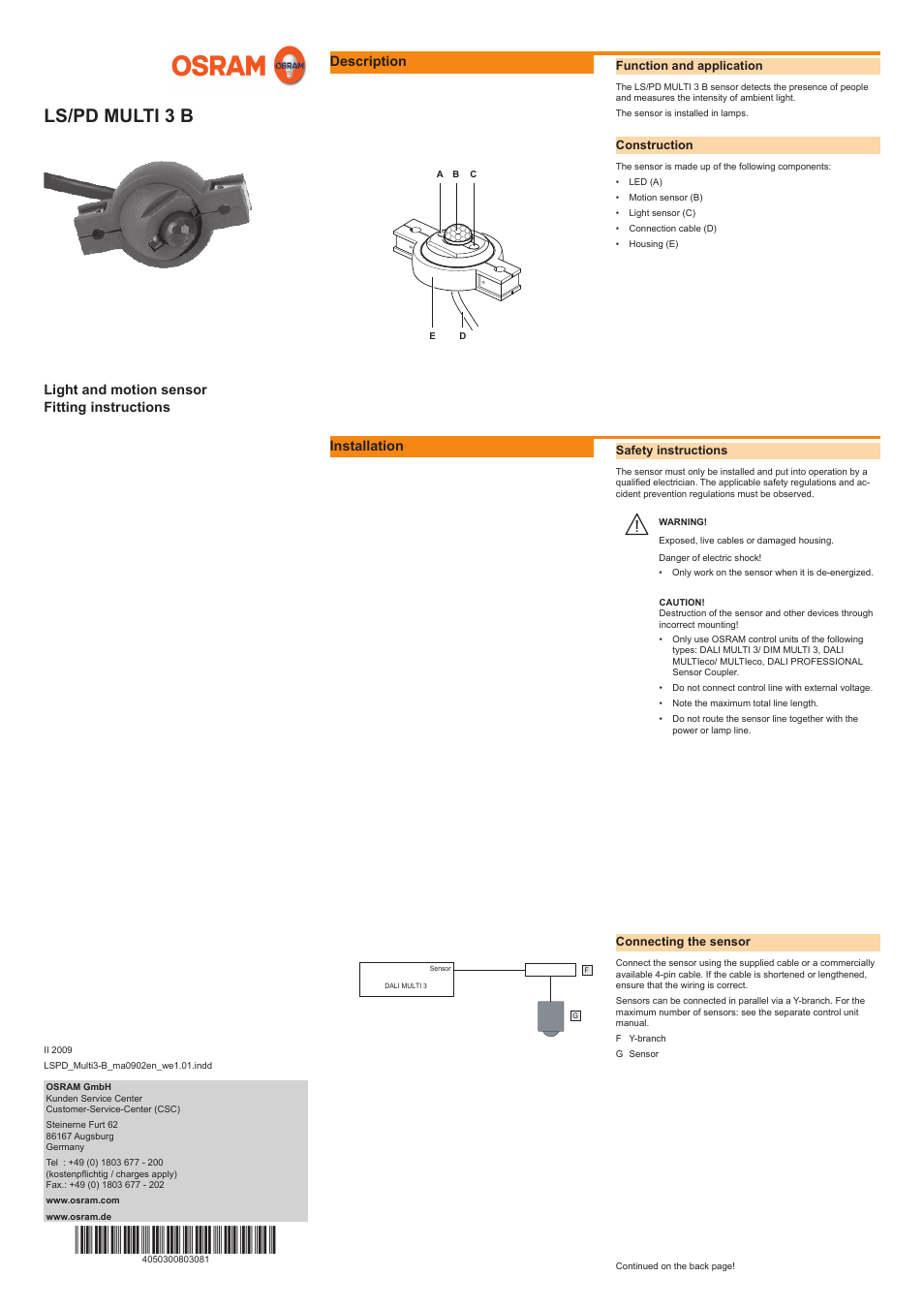 OSRAM LS__PD MULTI 3 B User Manual | 2 pages