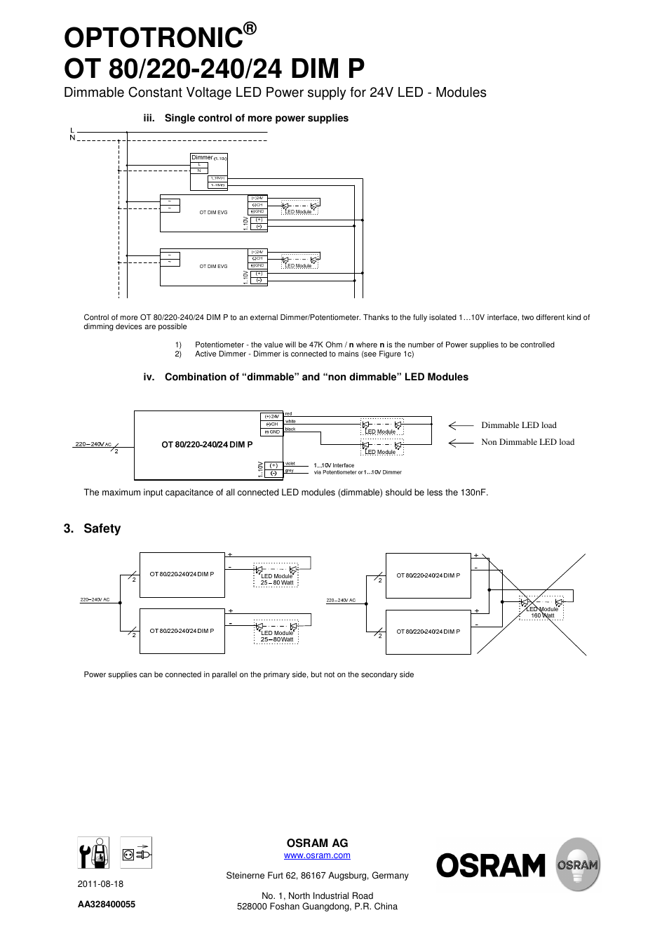 Optotronic | OSRAM CV Power supplies with 1…10 V User Manual | Page 2 / 3