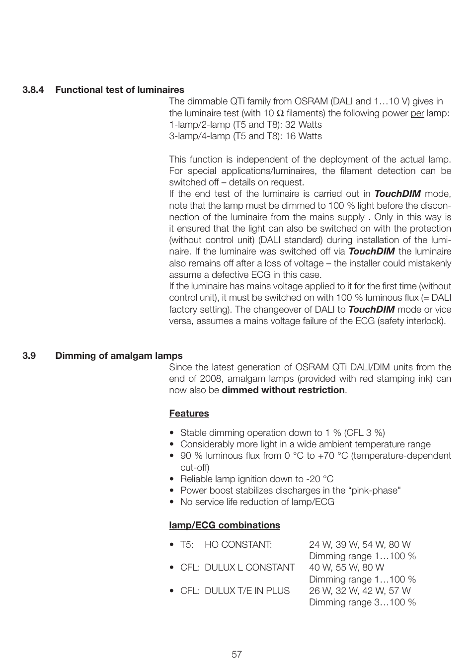 OSRAM QUICKTRONIC INTELLIGENT DIM CFL User Manual | Page 58 / 92