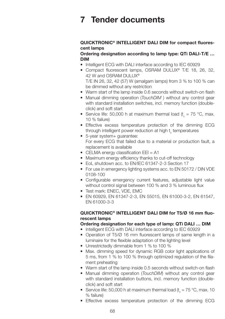 7 tender documents | OSRAM QUICKTRONIC INTELLIGENT DIM CFL User Manual | Page 69 / 92