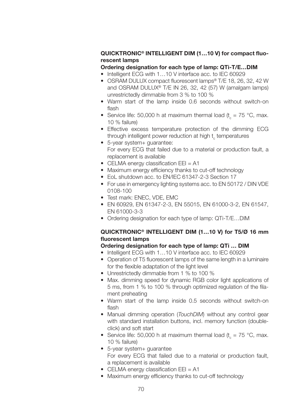 OSRAM QUICKTRONIC INTELLIGENT DIM CFL User Manual | Page 71 / 92