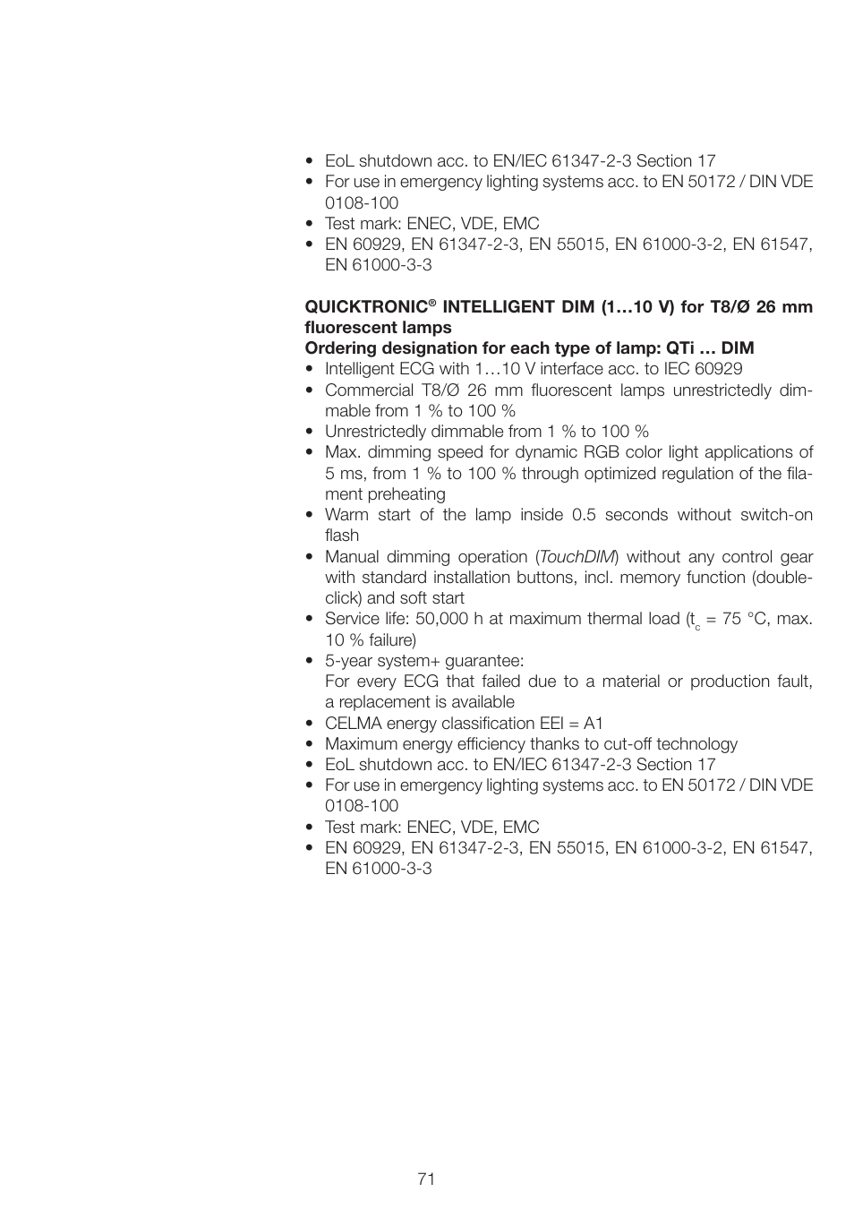 OSRAM QUICKTRONIC INTELLIGENT DIM CFL User Manual | Page 72 / 92