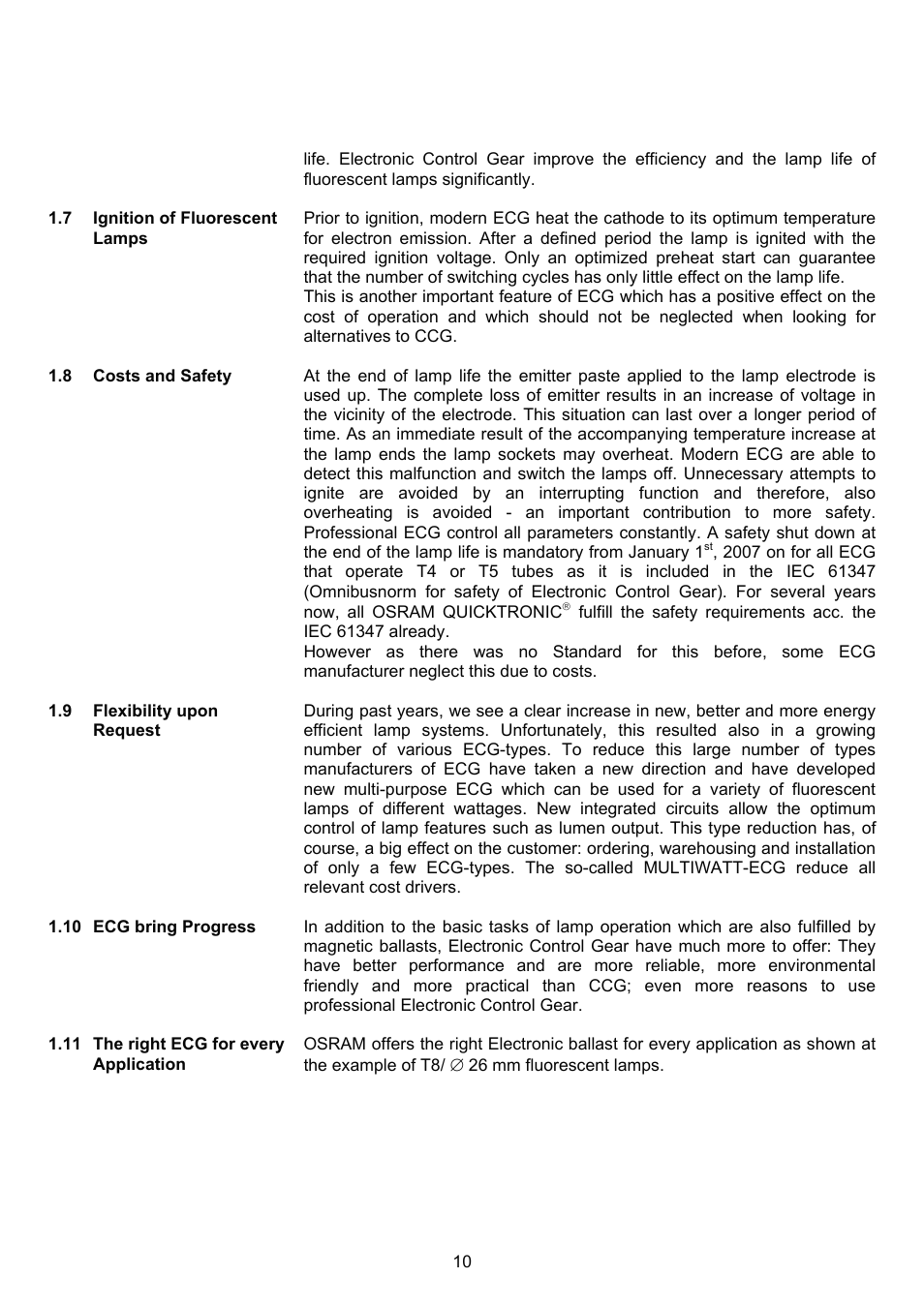 OSRAM QUICKTRONIC-M ECG for circular FL 16 mm User Manual | Page 11 / 93