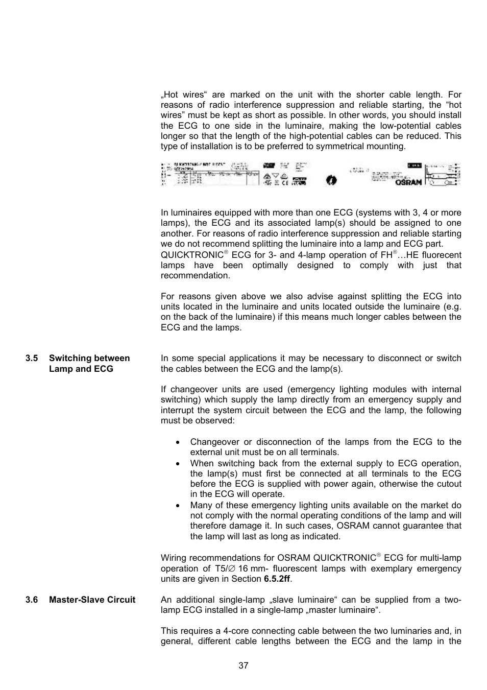 OSRAM QUICKTRONIC-M ECG for circular FL 16 mm User Manual | Page 38 / 93