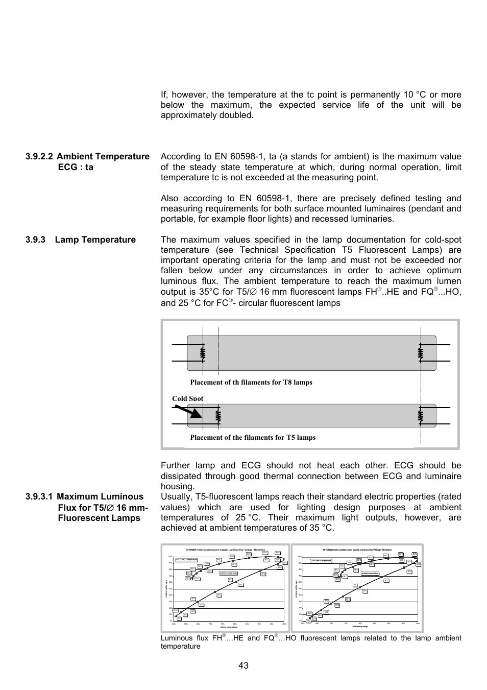 He and fq, Ho, and 25 °c for fc, Luminous flux fh | OSRAM QUICKTRONIC-M ECG for circular FL 16 mm User Manual | Page 44 / 93