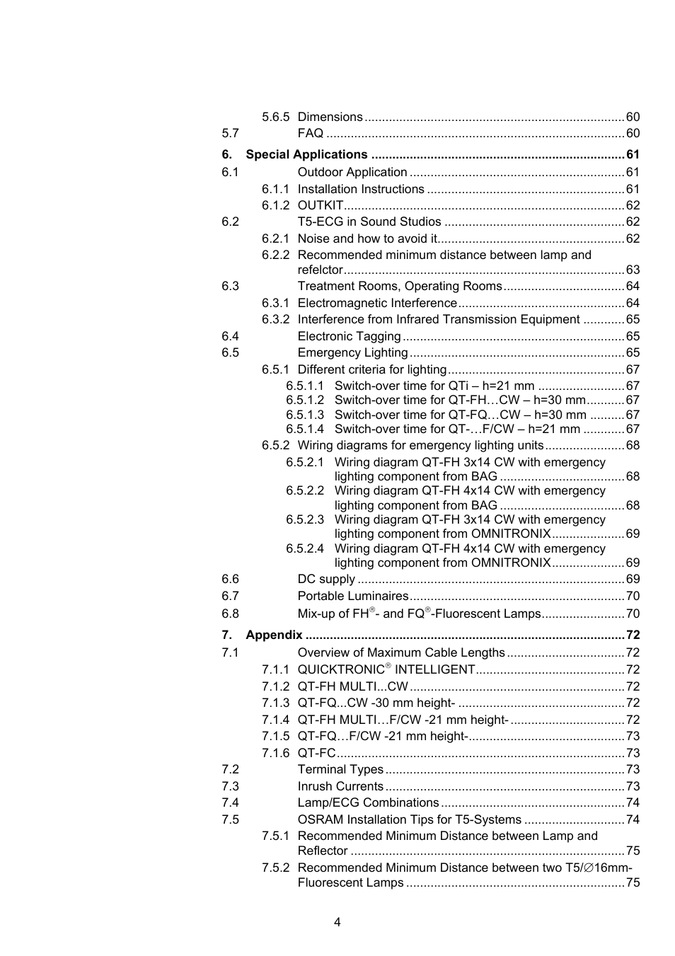 OSRAM QUICKTRONIC-M ECG for circular FL 16 mm User Manual | Page 5 / 93