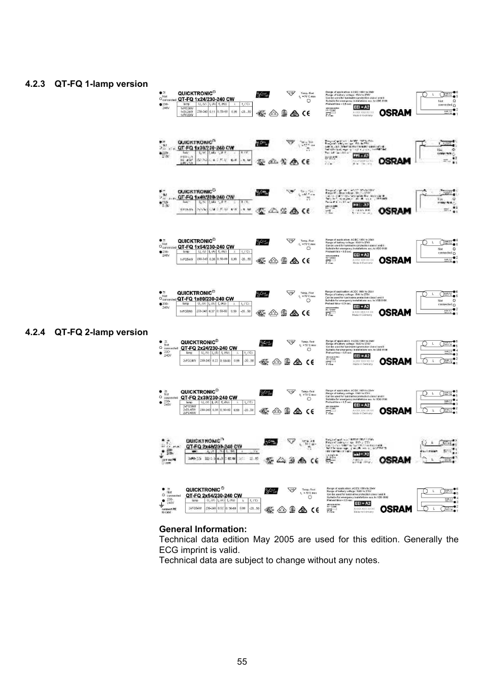 OSRAM QUICKTRONIC-M ECG for circular FL 16 mm User Manual | Page 56 / 93