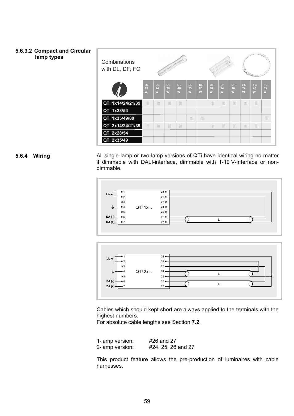 Combinations with dl, df, fc | OSRAM QUICKTRONIC-M ECG for circular FL 16 mm User Manual | Page 60 / 93