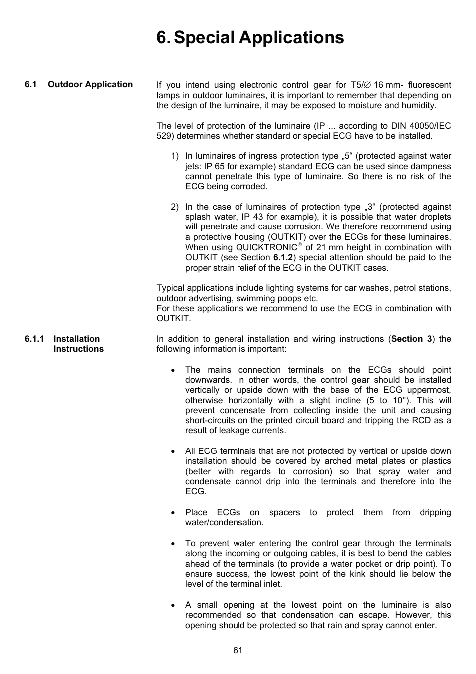 Special applications | OSRAM QUICKTRONIC-M ECG for circular FL 16 mm User Manual | Page 62 / 93