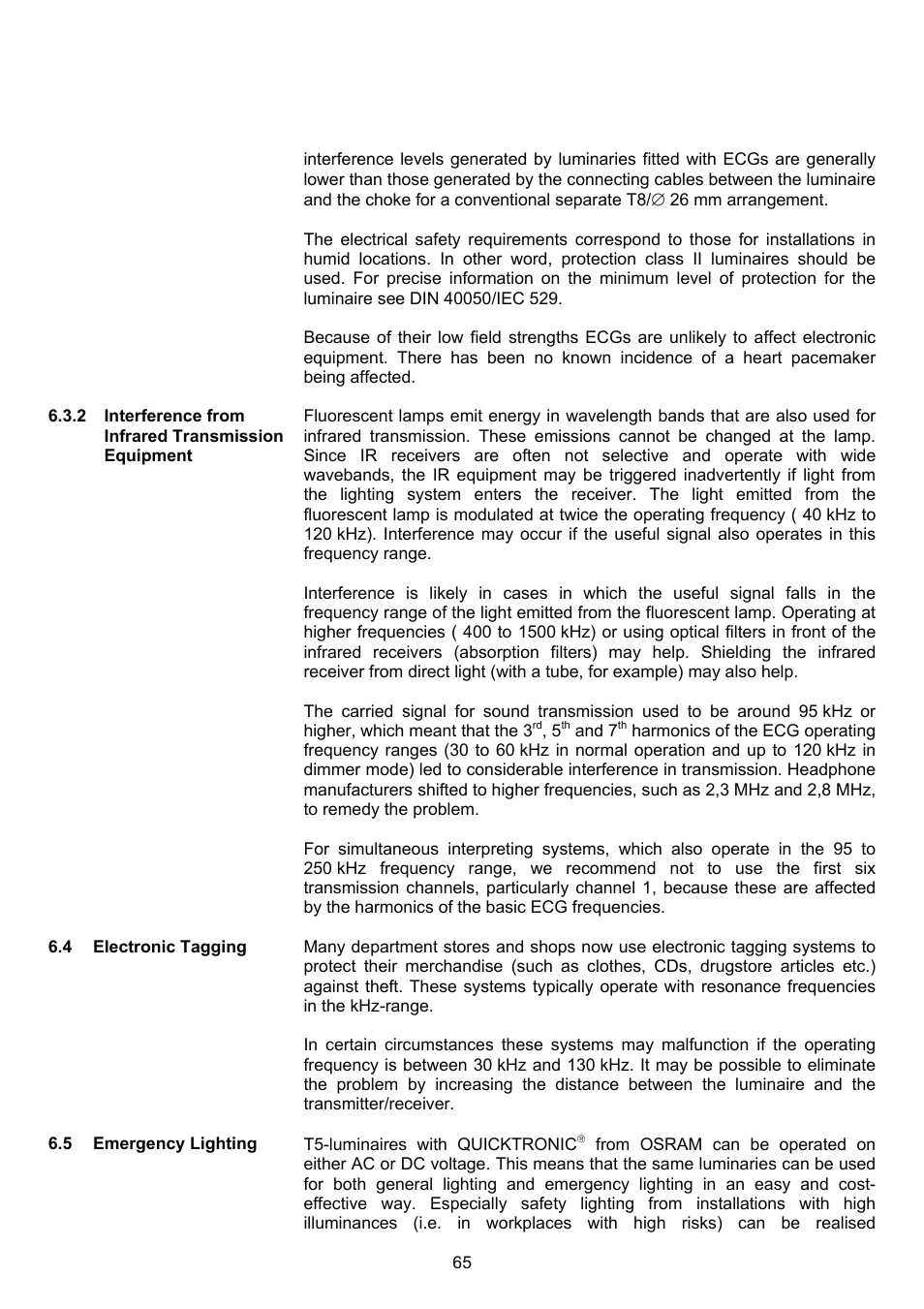 OSRAM QUICKTRONIC-M ECG for circular FL 16 mm User Manual | Page 66 / 93