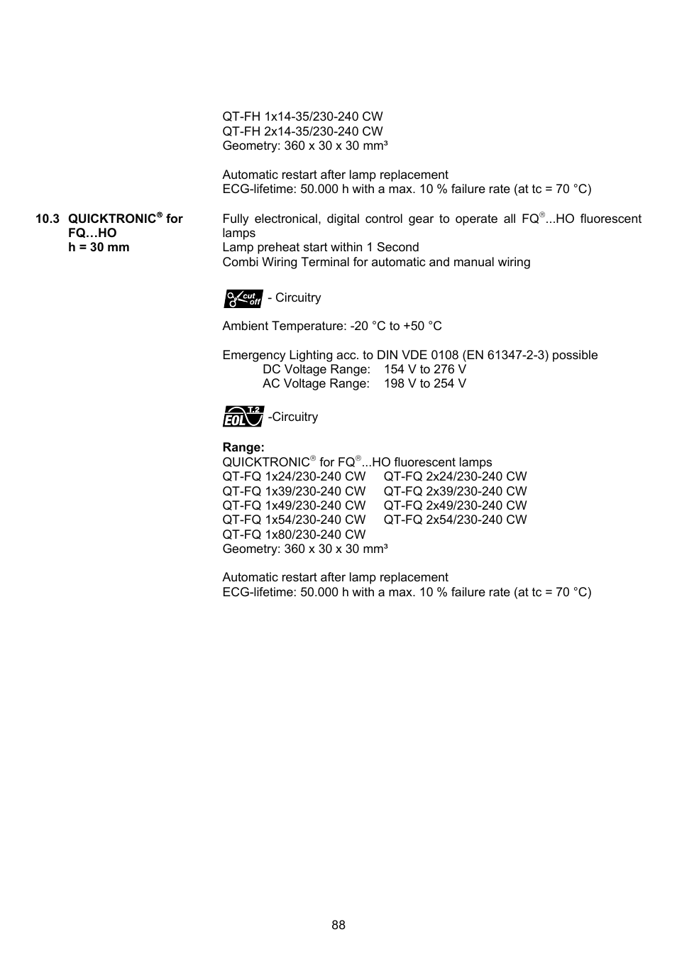 OSRAM QUICKTRONIC-M ECG for circular FL 16 mm User Manual | Page 89 / 93