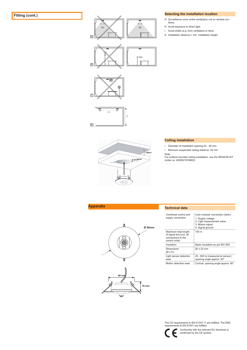Fitting (cont.), Appendix | OSRAM LS__PD MULTI 3 CI User Manual | Page 2 / 2