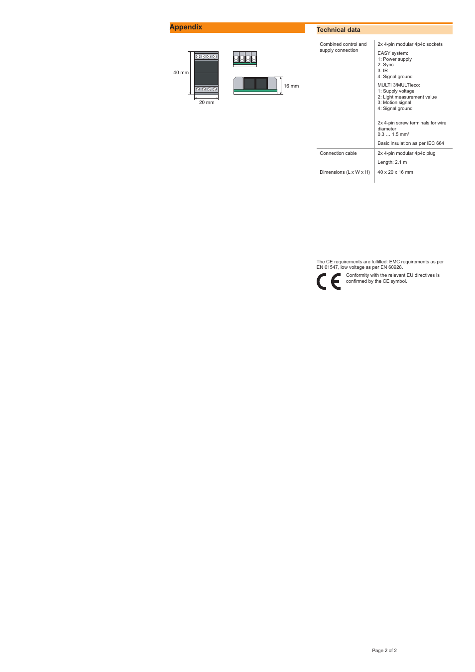 Appendix | OSRAM Y-CONNECTOR SCREW User Manual | Page 2 / 2