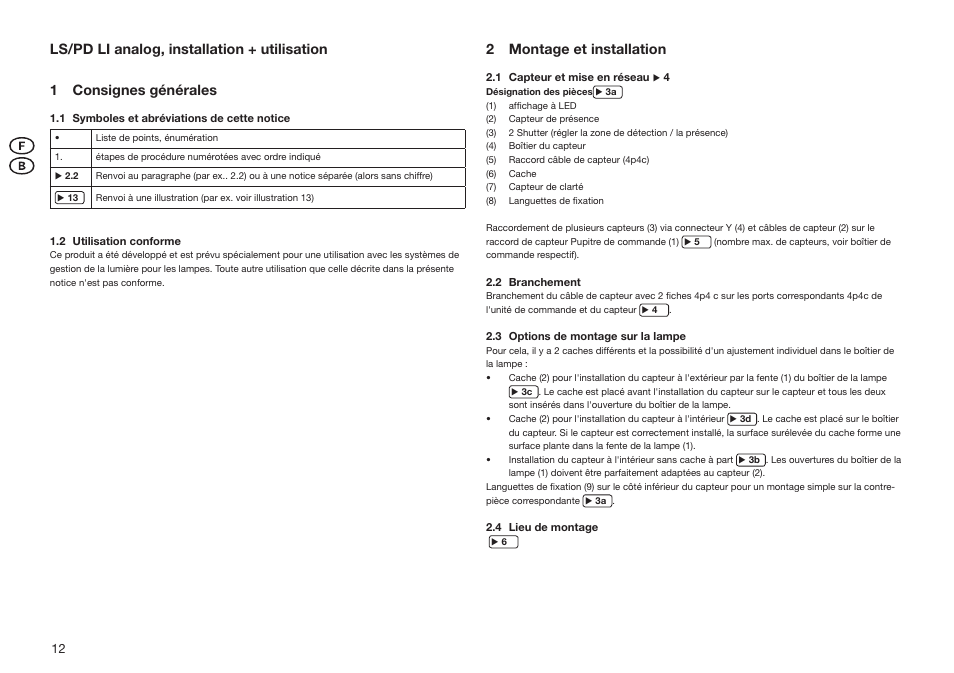 2 montage et installation | OSRAM LS__PD LI Analog User Manual | Page 12 / 16