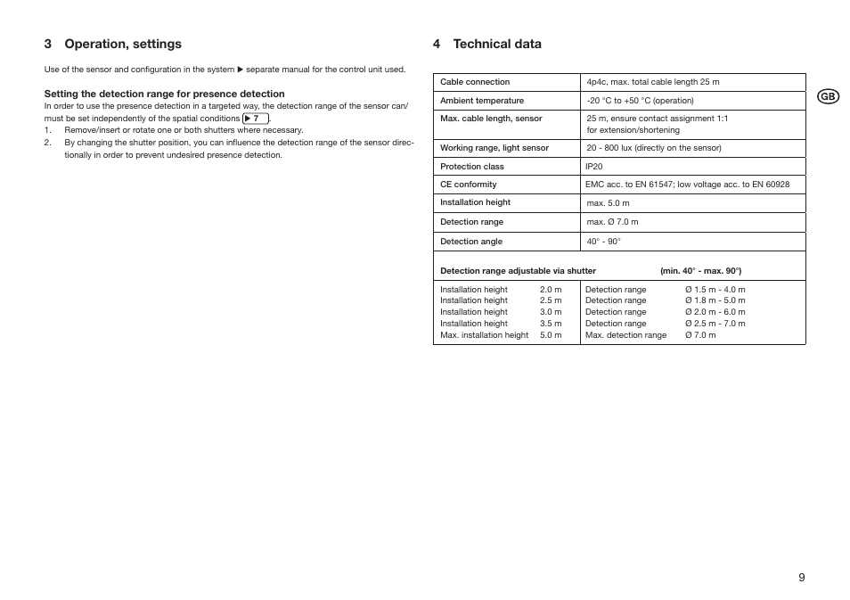 3 operation, settings, 4 technical data | OSRAM LS__PD LI Analog User Manual | Page 9 / 16