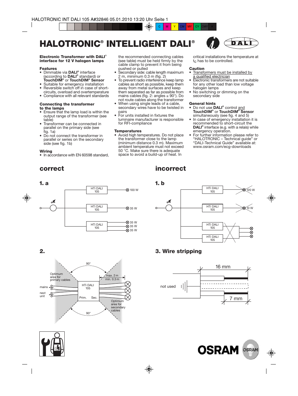 OSRAM HALOTRONIC Electronic transformers HTi User Manual | 2 pages