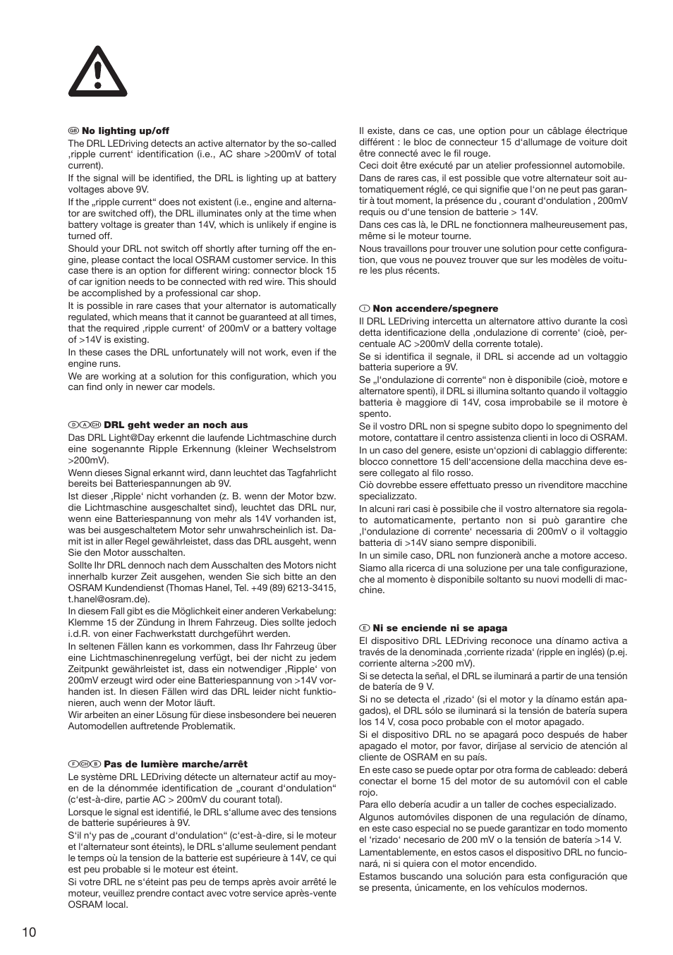 OSRAM LEDriving PX-5 – LED daytime running ligh User Manual | Page 10 / 15