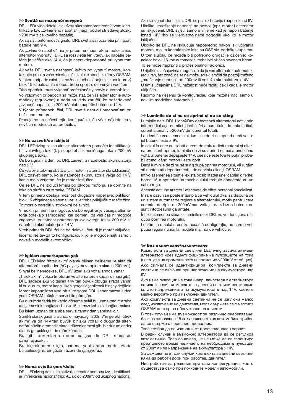 OSRAM LEDriving PX-5 – LED daytime running ligh User Manual | Page 13 / 15