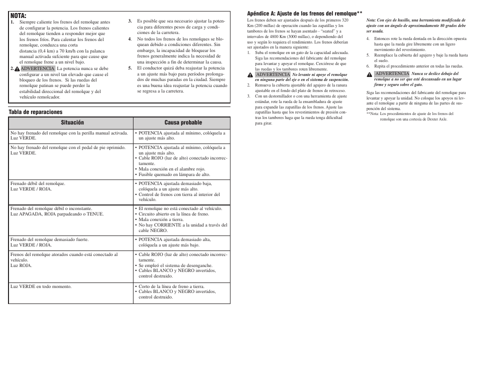 Nota | Pro Series 80500 POD FOR 1 AND 2 AXLE TRAILERS User Manual | Page 4 / 4
