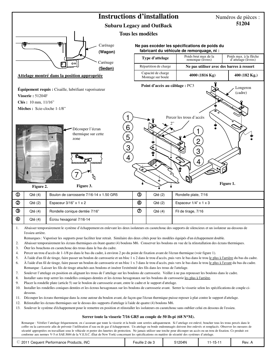Instructions d’installation | Pro Series 51204 51 Receiver User Manual | Page 2 / 3