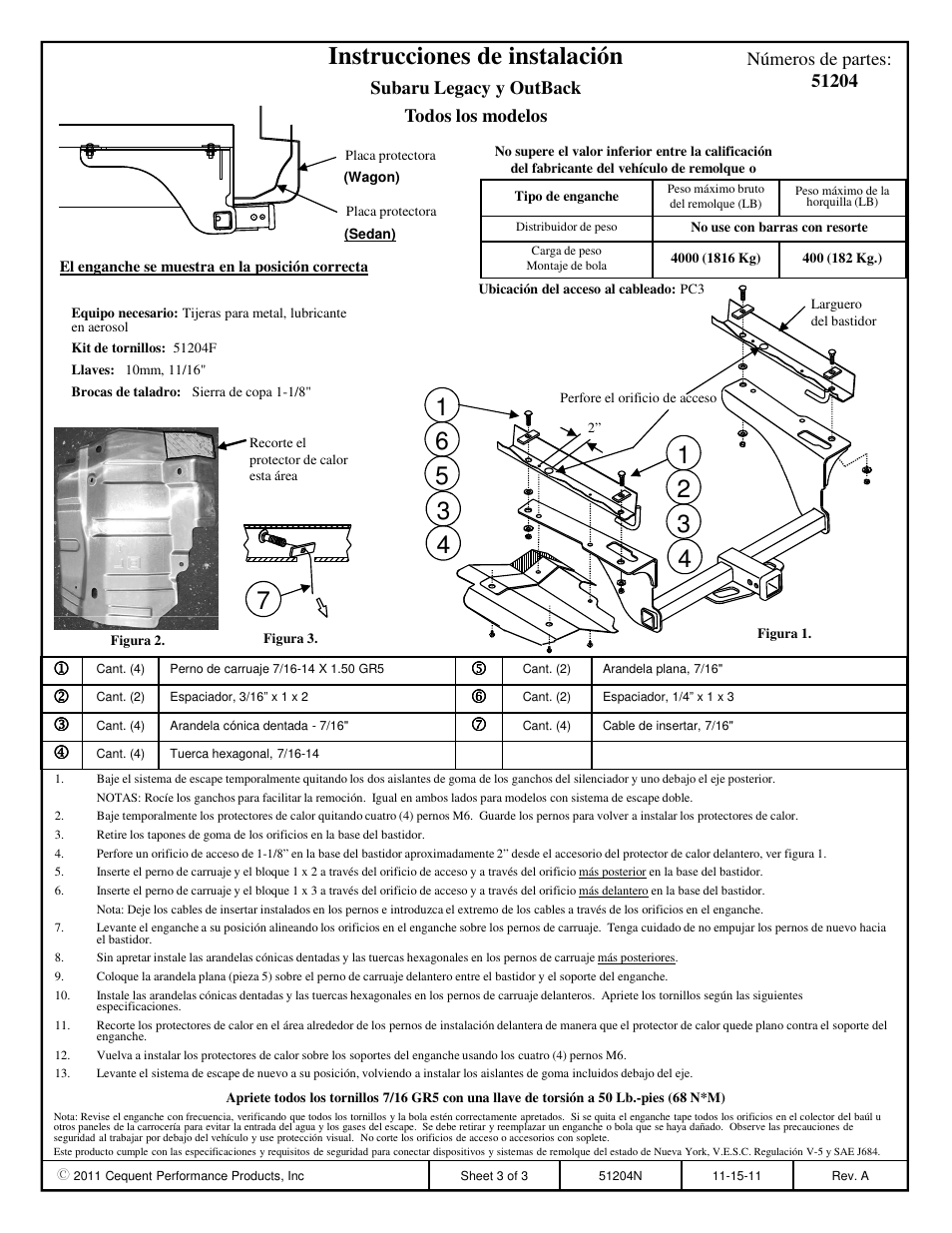 Instrucciones de instalación | Pro Series 51204 51 Receiver User Manual | Page 3 / 3