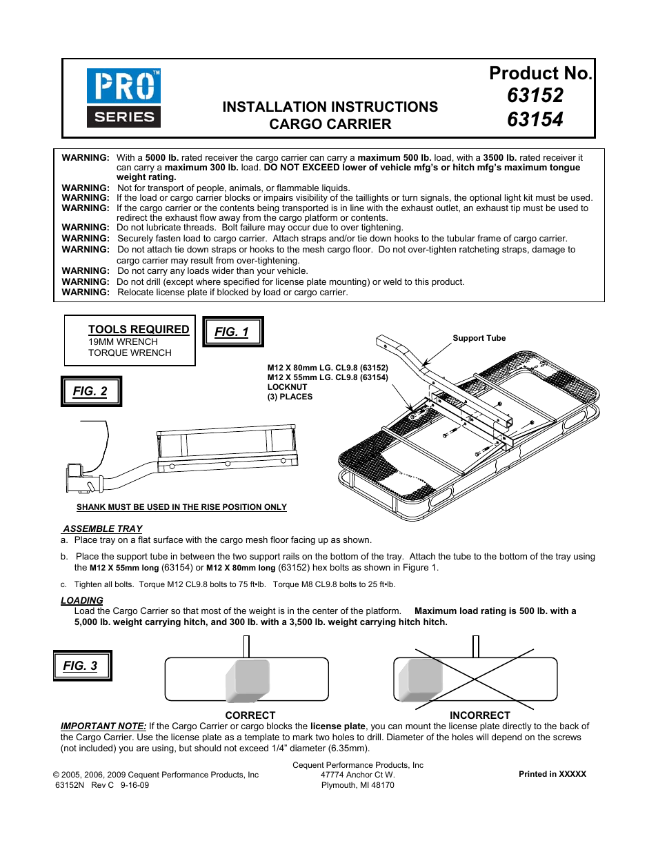 Draw-Tite 63152 CARGO CARRIER User Manual | 3 pages