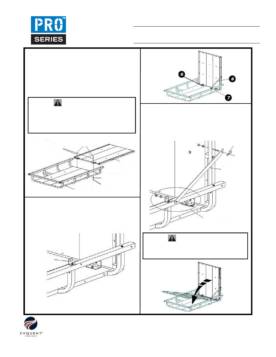 Warning, Install ramp on gearcage™ cargo rack | Pro Series 5800300 CARGO CARRIER User Manual | Page 4 / 4