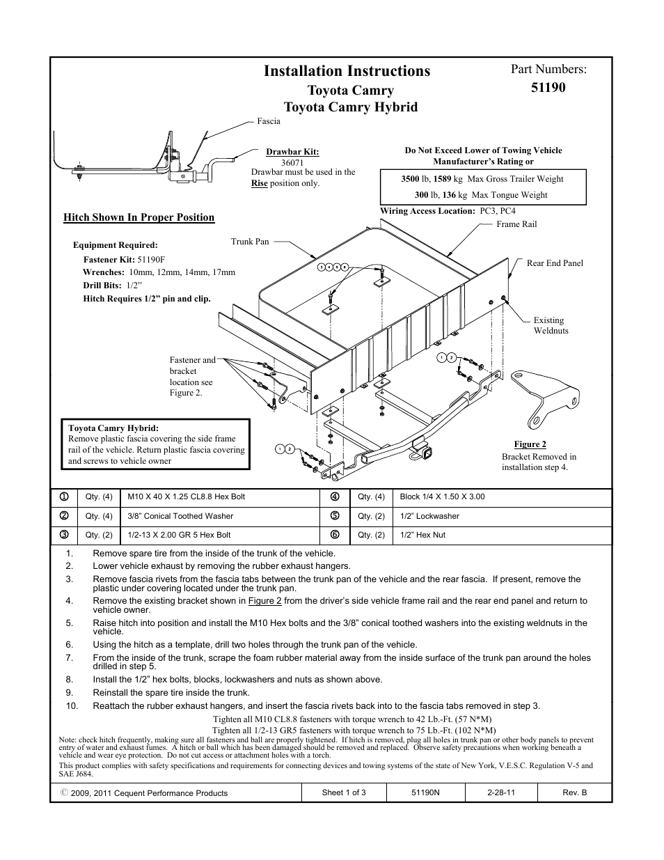 Pro Series 51190 51 Receiver User Manual | 3 pages