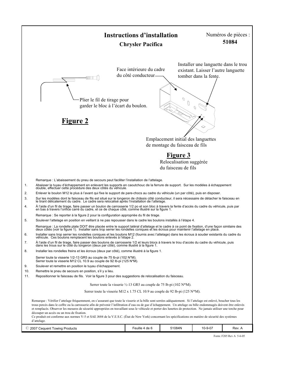 Figure 2, Instructions d’installation, Figure 3 | Chrysler pacifica, Numéros de pièces | Pro Series 51084 51 Receiver User Manual | Page 4 / 6