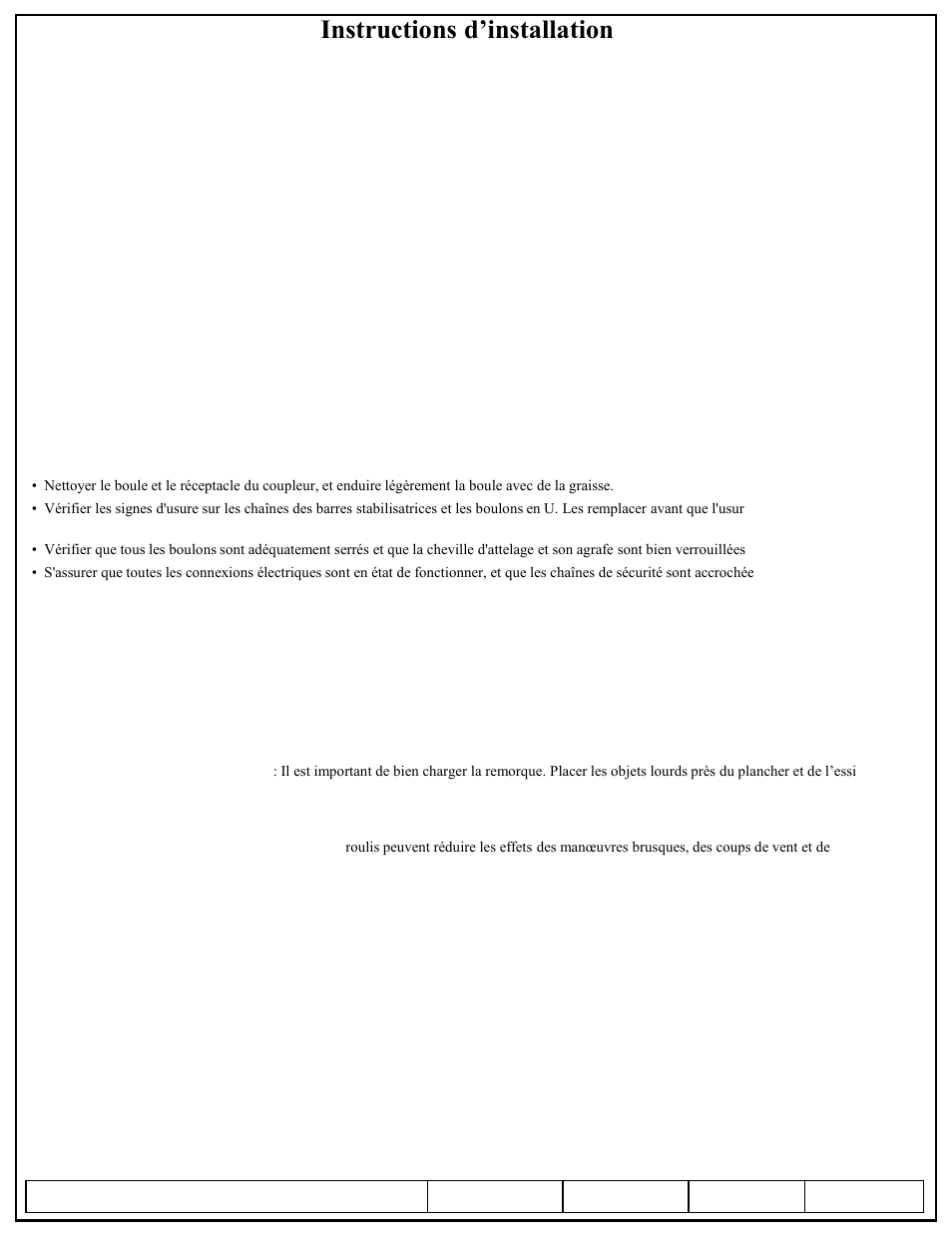Instructions d’installation, Numéros de pièce | Pro Series 49904 ROUND BAR WD User Manual | Page 15 / 24