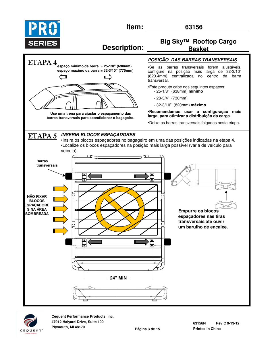 Item: description, Etapa 4, Etapa 5 | Pro Series 63156 ROOF TOP CARRIER User Manual | Page 18 / 20